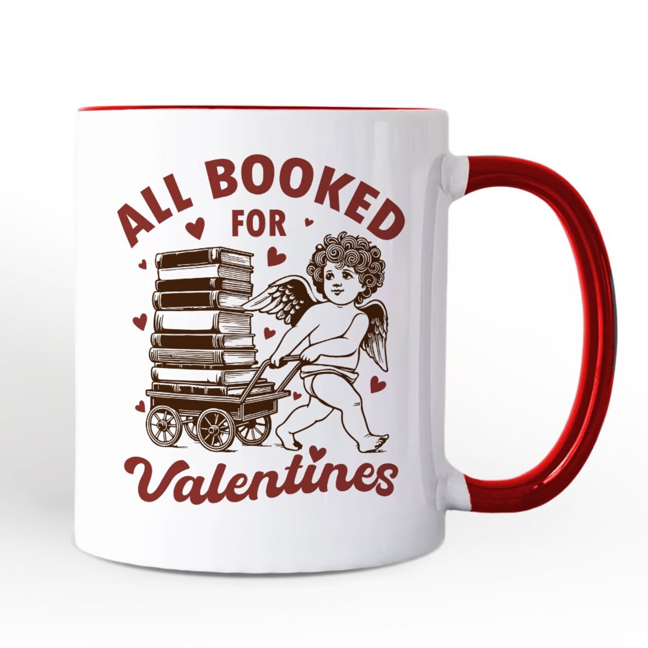 All Booked For Valentines Cupid Mug, Vintage Funny Bookworm Gift